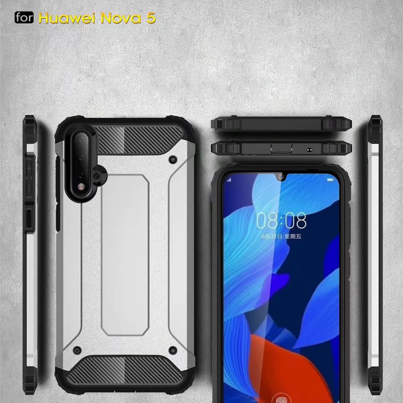 TPU+PC 2in1 drop Silicone Rubber Armor Hard case For Huawei Nova 5