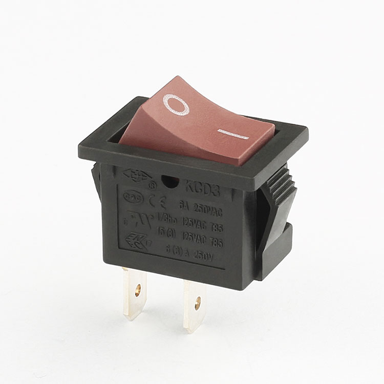 shanghai factory hot sell 6a 250v 2pin spst kcd3 t105 rocker switch