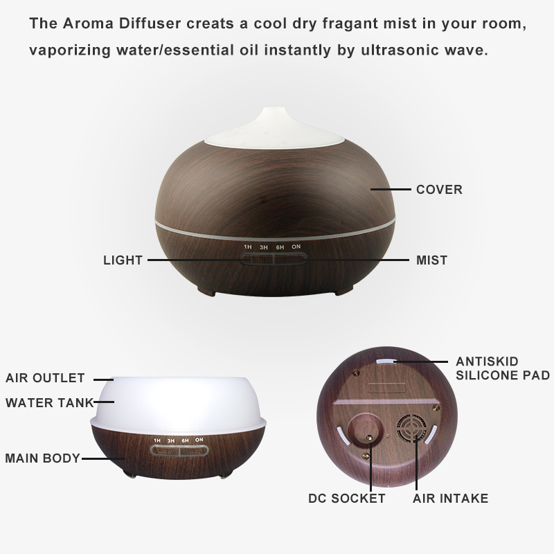 Humidifier Essential oil diffuser Diffuser Difusor de aroma Mist maker Nebulizer aroma diffuser Humidifier air 300ml