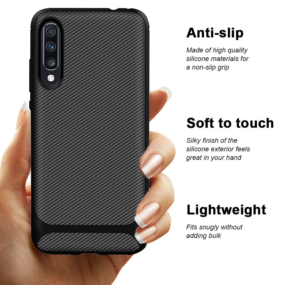 Carbon Fiber Silicon Back Cover For Samsung galaxy A70 Phone Case