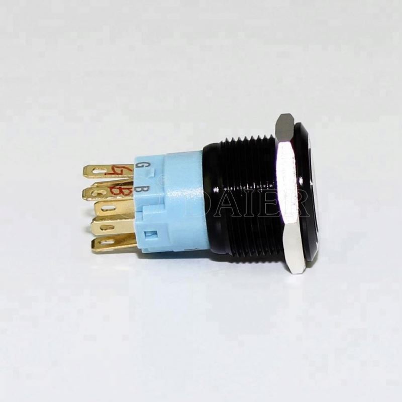 19MM Flat Button Ring Illuminate Momentary Or Latching IP67 Metal Push Button Switch Waterproof