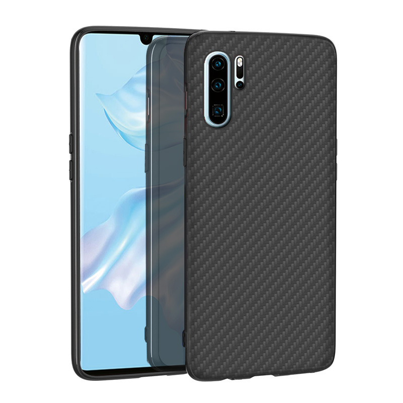 Matte Finish Carbon Fiber Textured Light Thin Shock Absorbing Bumper Skin hard case for Huawei P30 Pro