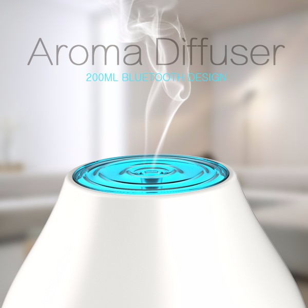 Hot sale Mini Ultrasonic 200ML Aroma Diffuser Bluetooth Music Wooden Design Air Humidifier