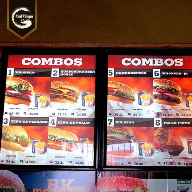 Menu lightbox restaurant menu board custom led light box display