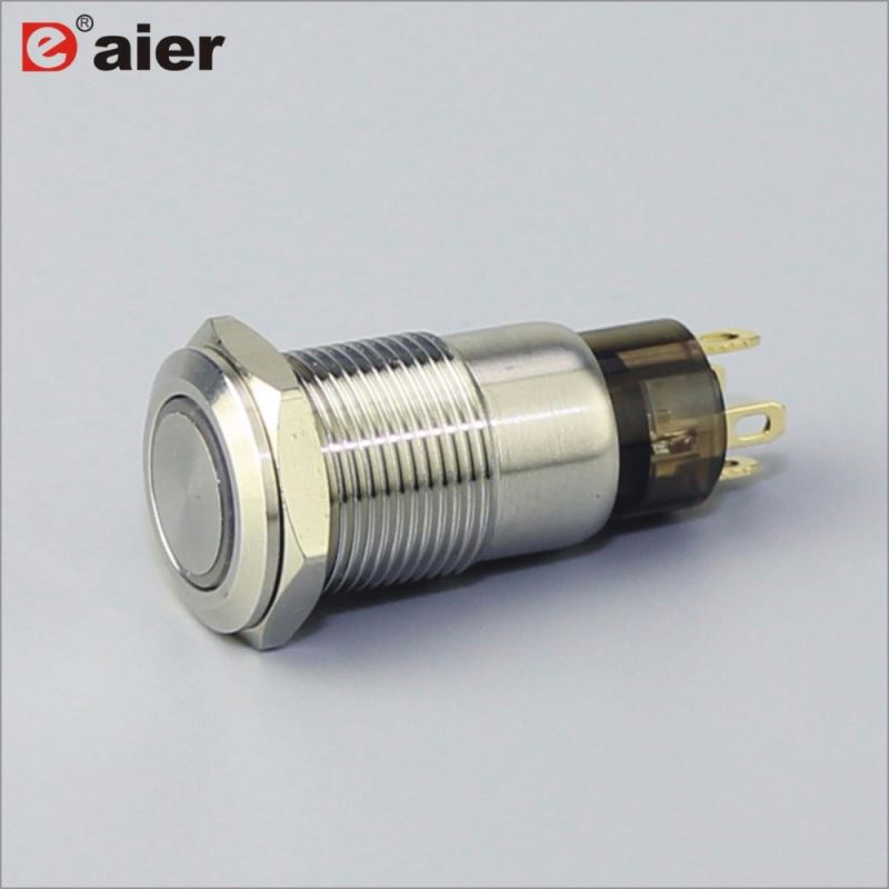 12mm self-locking illuminated panel mount push button switch