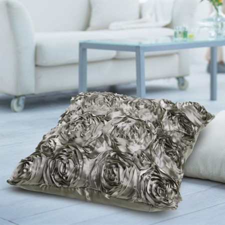 Satin Rose Flower Square Cushion Pillow case