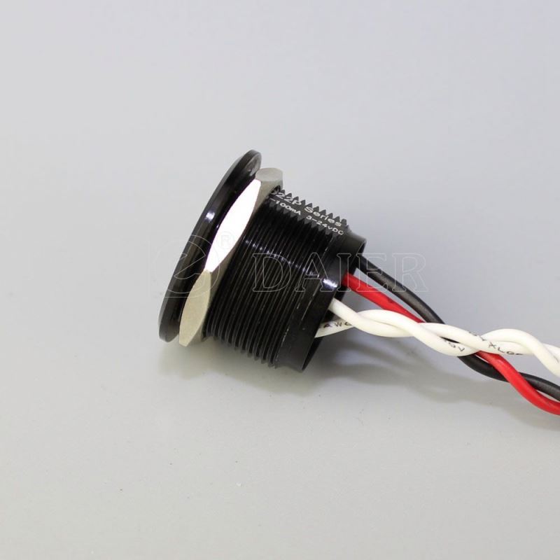 22mm Concave Button Metal 12V Black Color Momentary Waterproof Illuminated Touch Switch