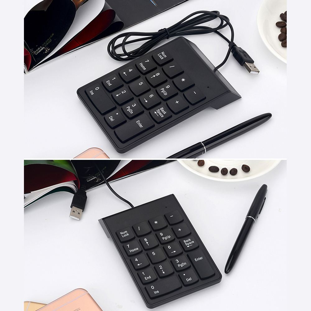 Wired USB Numeric Keypad Slim Mini Number Pad Digital Keyboard 18 Keys