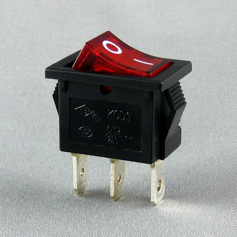 KCD3 t105 6a 10a 250v 3 pin SPST rocker switch illuminated