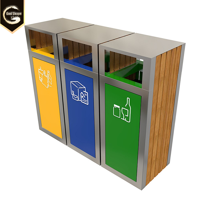 Outdoor Street Advertising Garbage Can Stainless Steel Waste Bin