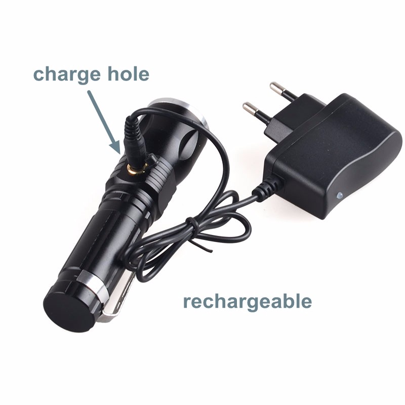 Mini rechargeable XPE led torch high power zoomable led torch light with clip