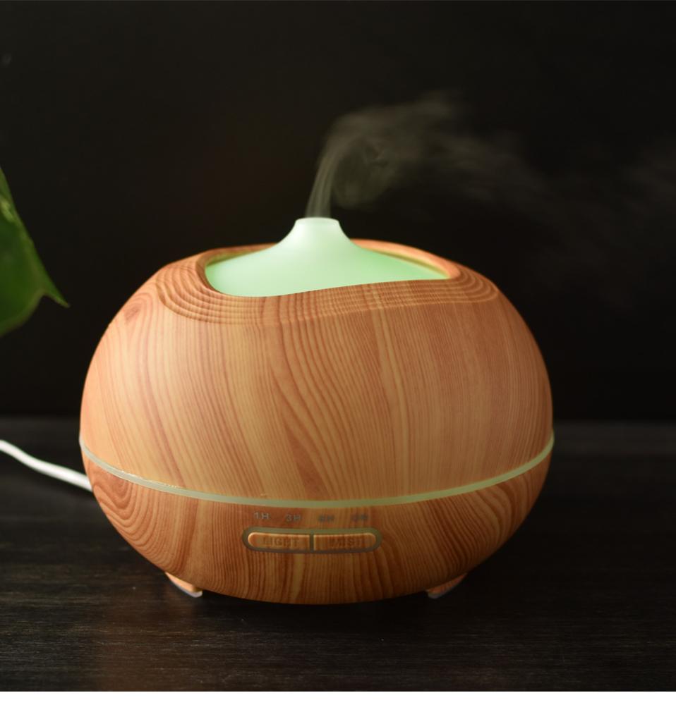 Aroma Diffuser For Essential Oils, Aromatherapy Ultrasonic Cool Mist Humidifier-Wood Grain-Soothing Color Night Light