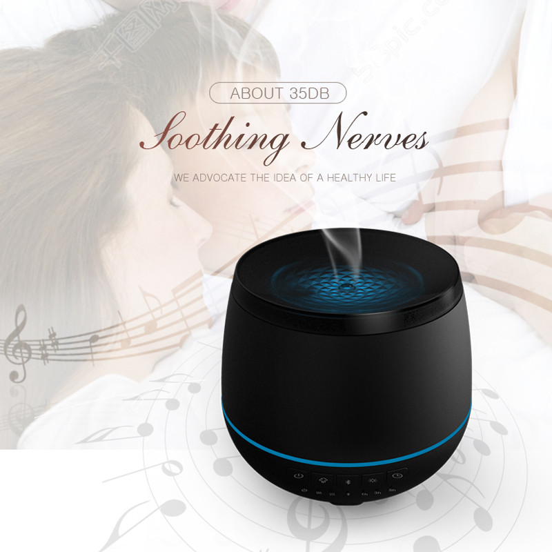 Music Player Weed Ultrasonic Diffuser Oil and RGB Wood Water Purifier for Nightlight by phone control