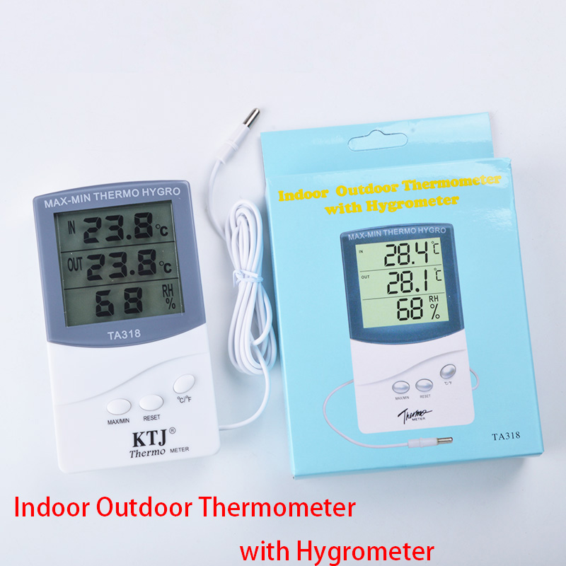 TA318 Digital Hygrometer Digital Display Hygrometer Temperature Humidity Meter Mini with Probe Thermometer