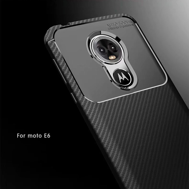 Carbon Fiber 360 Protective phone case For Motorola Moto E6 TPU Silicone back cover case