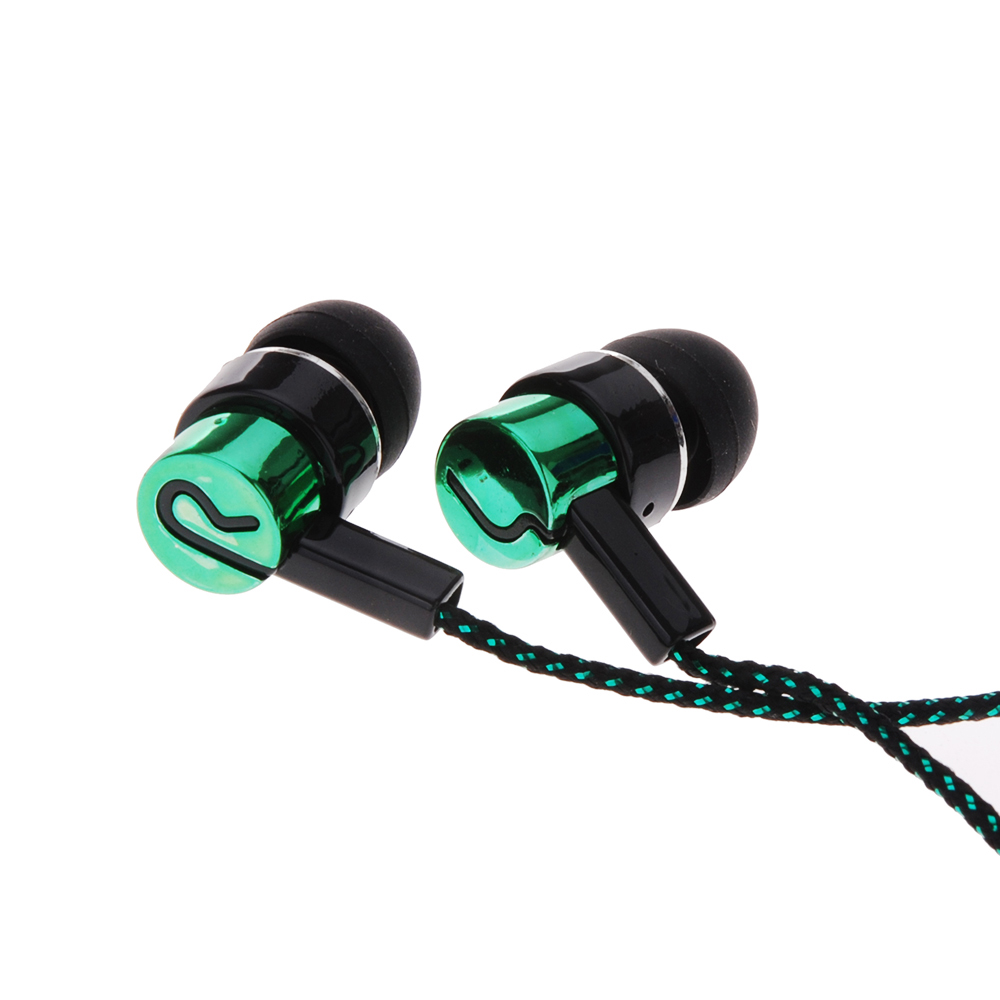 1.1M Reflective Fiber Cloth Line Noise Isolating Stereo Metal In-ear Earphone Earbuds with 3.5mm Jack Standard