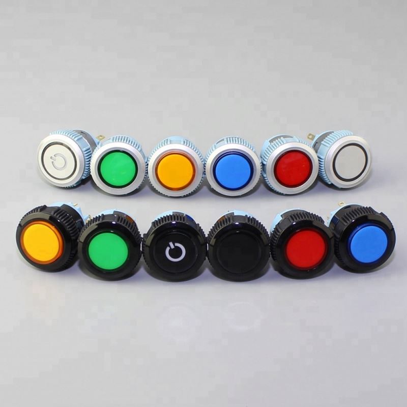Flat Button Lens Illuminated IP67 Silver Color Momentary Plastic 22MM Push Button Switch