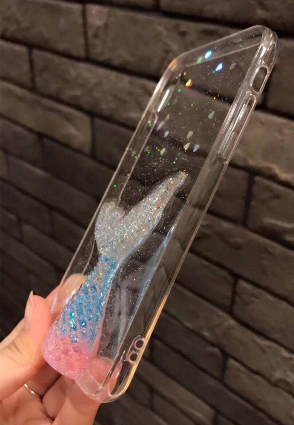 3D Mermaid Fish Tail Epoxy Resin Phone Case, for iPhone 8 Case Covers, Mobile Phone Shell for iPhone 8 Case