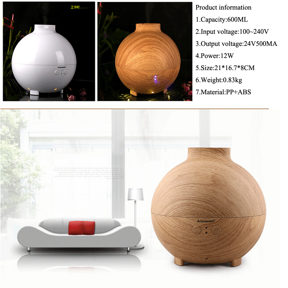 UFO Shape Aroma Essential Oil Diffuser, Wood Grain Mist Humidifier for Office Home Bedroom Living Room Study Yoga