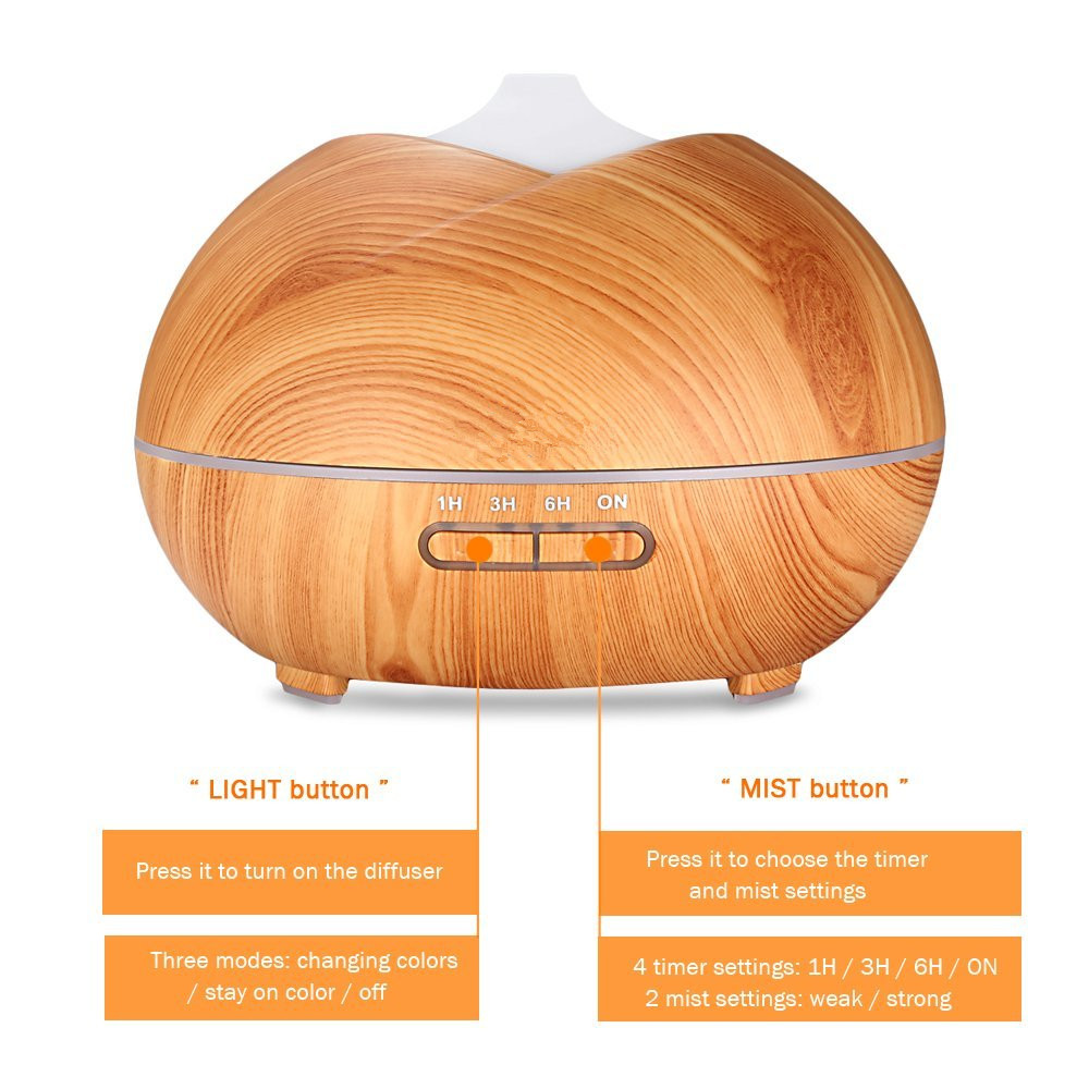 300ml aromatherapy diffuser with 7 colors led night light Rotatable Mist outlet essential oil diffusers and aroma humidifier