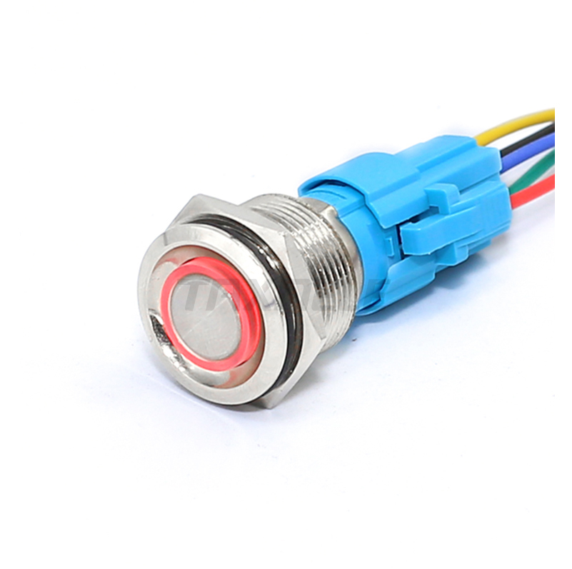 19mm Metal annular Push Button Switch 12V 24V 110V 220V LED Lamp Illumination Waterproof Momentary Latching Switch Ring Light