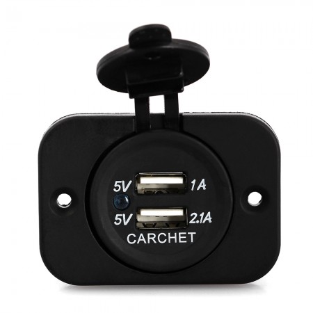 Dual USB Car Charger Socket Car Boat Motorcycle Waterproof for Mobile Phone Pad