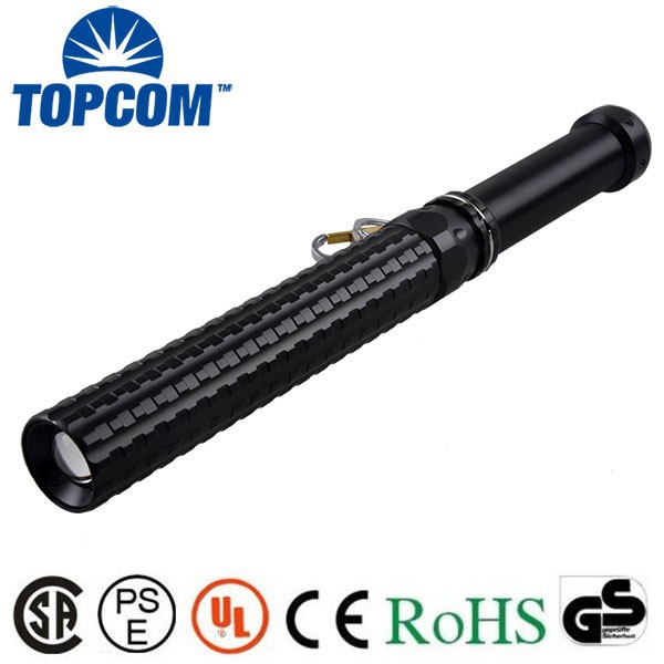 XP-E Long Zoomable LED Flashlight Torch Outdoor Self-defense Wolf Tooth Stick With key Chain /Police Equipment defend