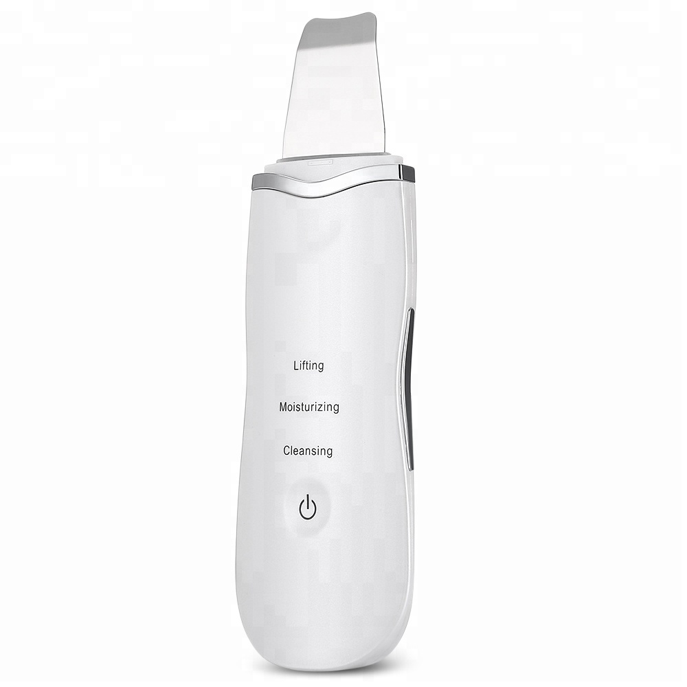 New 2018 Ultrasonic Skin Scrubber Cleanser Facial Skin Scrubber Spatula Blackhead Cutin Removal Pimple Extractor Device