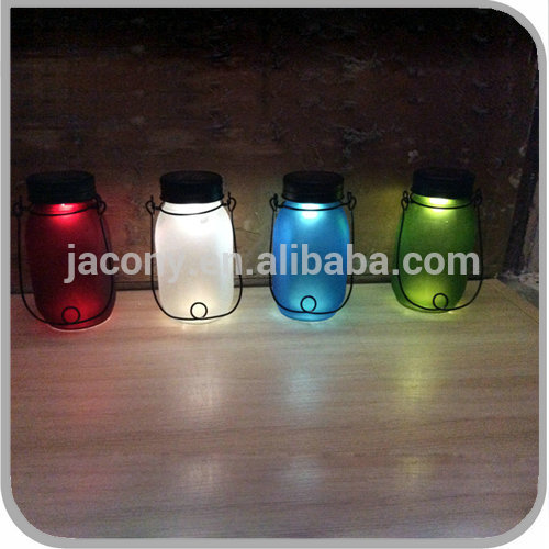 Frost glass solar jar light with handle (JL-2611)