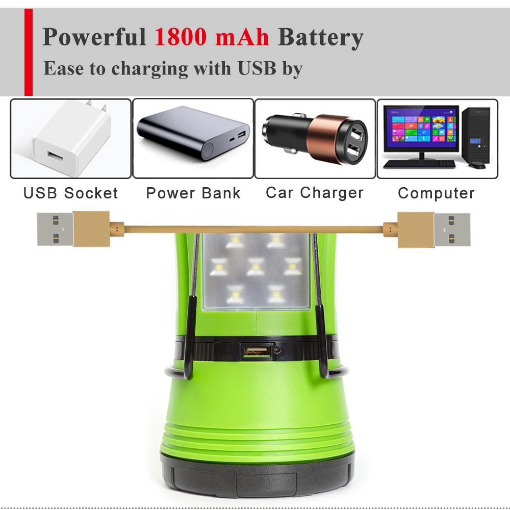 600 lumens camping lamp 18650 battery Rechargeable Camping Lantern with Detachable Portable Flashlight