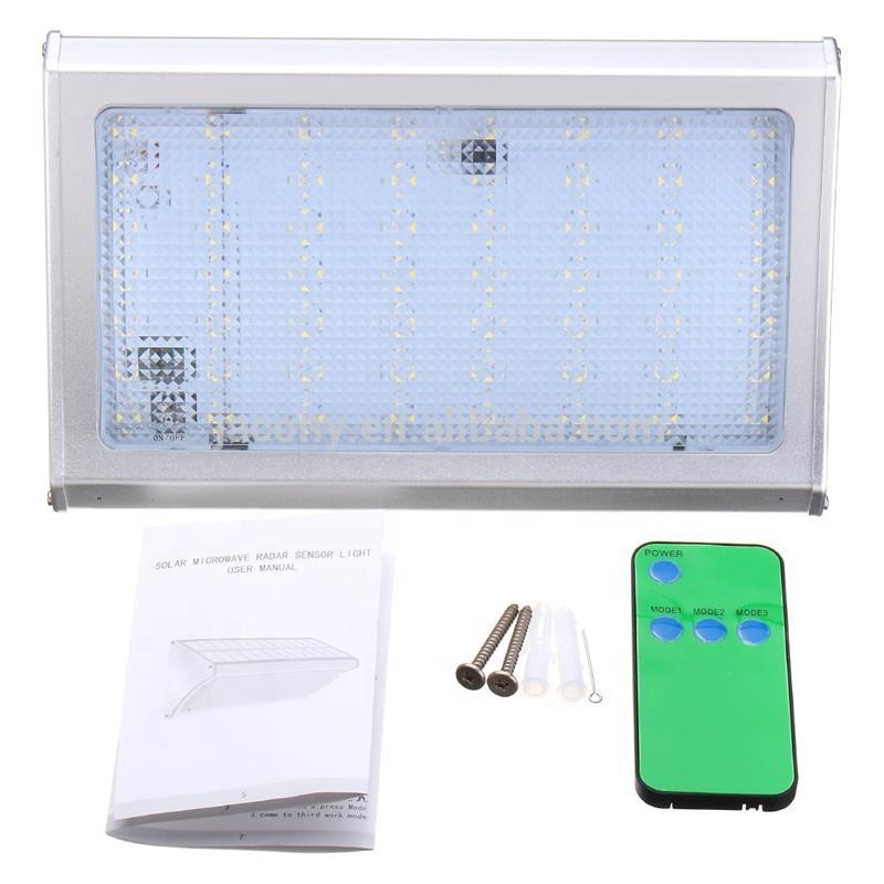 Radar Motion Sensor Aluminum Alloy 56 LED Outdoor Solar led Wall Light