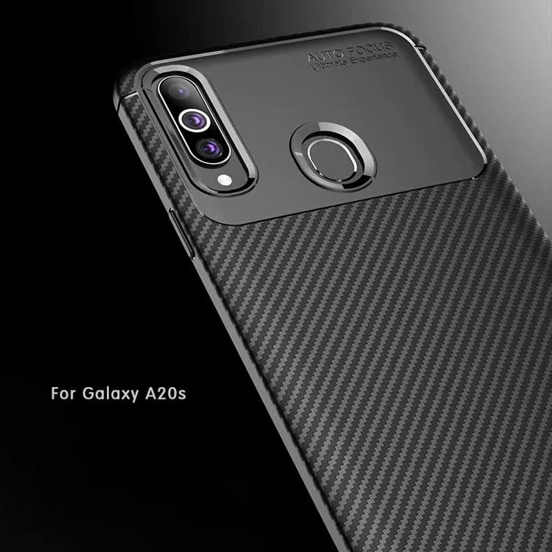 Carbon Fiber 360 Protective phone case For Samsung galaxy A20S Core TPU Silicone back cover case