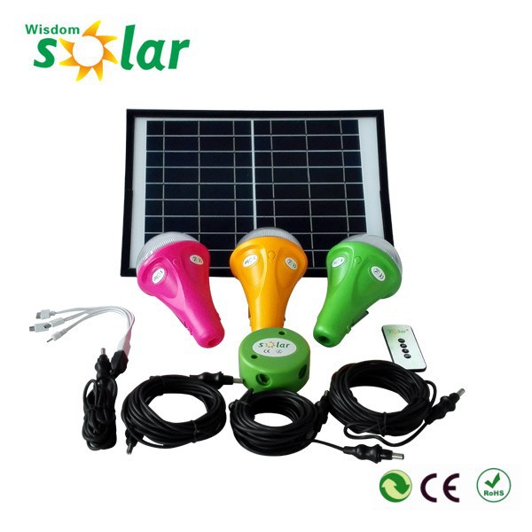 Junrui wisdomsolar solar home lighting system with 3 lamps