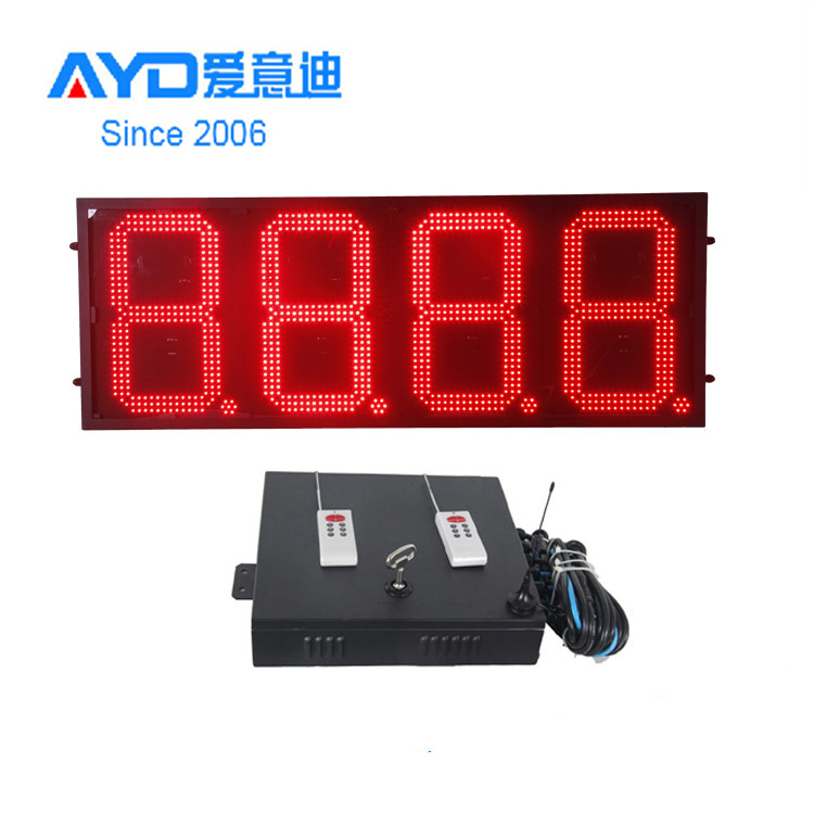 18 Inches Programmable Red LED Digital Gas Price Sign for Gas Station with Control System IP65 Protection Cabinet