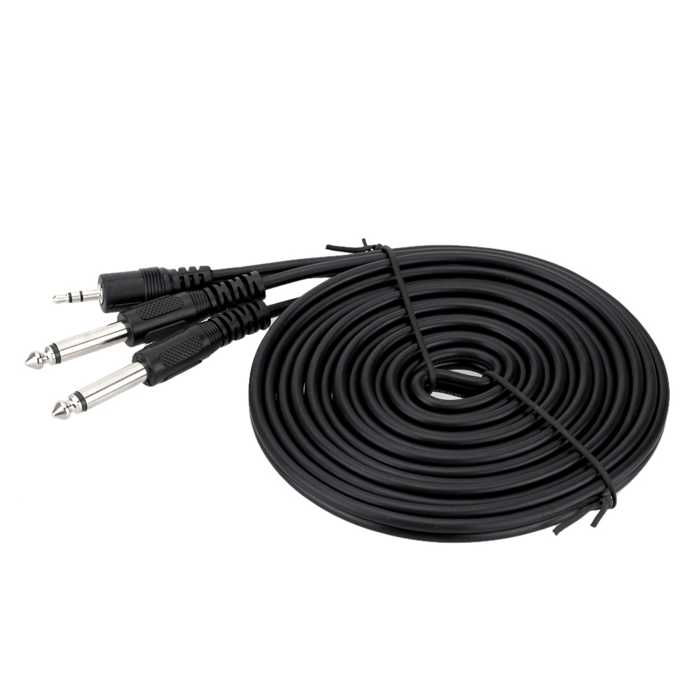 5ft / 1.5m 3.5mm Stereo Male to Dual 6.35mm Mono Male Cable Wire for Mixer Mixing Console Computer