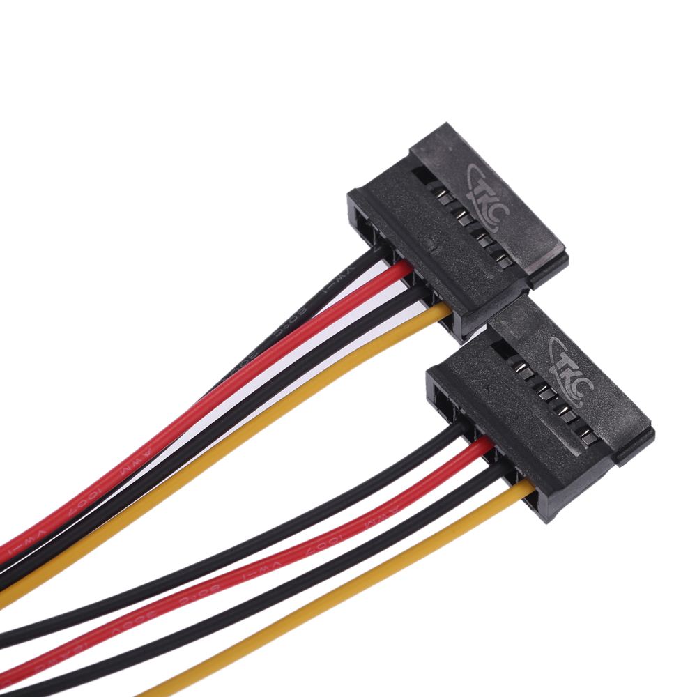 SATA Power Splitter Y-Cable 4 Pin IDE/Molex Male to Dual 15 Pin SATA Female Power Adapter for HDD/SSD/Hard Drive