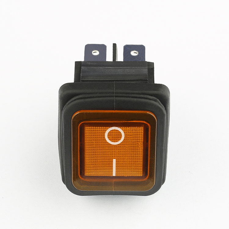 KCD2 DPST 4 pins yellow illuminated waterproof rocker switch