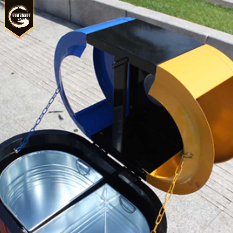 Outdoor wood finished  recycling park garbage can trash bin decorative waste container