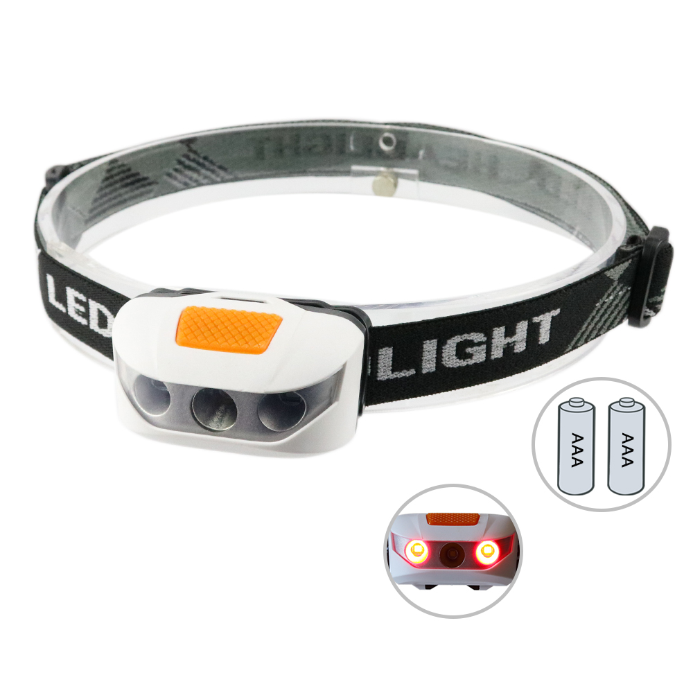 Factory wholesale 3 Led 80 lm battery powered red led headlamp camping