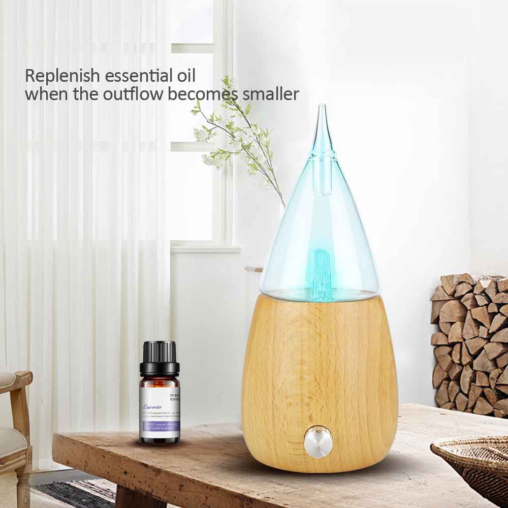 Hot Selling Electric Aroma Nebulizing Diffuser with Wood Base & Glass Tank