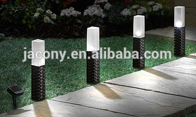 Solar Light Hand-woven Rattan Bollard Pathway post lamp light (JL-7819)