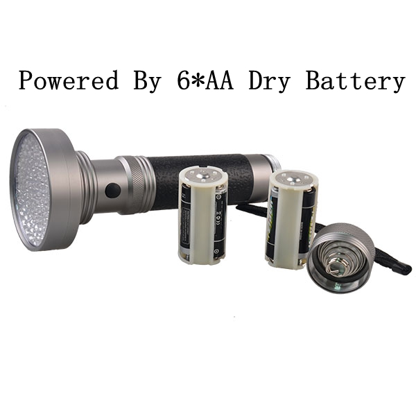 New Arrival 390nm-395nm UltraViolet 6 AA Battery Powered 100 LED Blacklight UV Flashlight Torch Pet Urine Detector