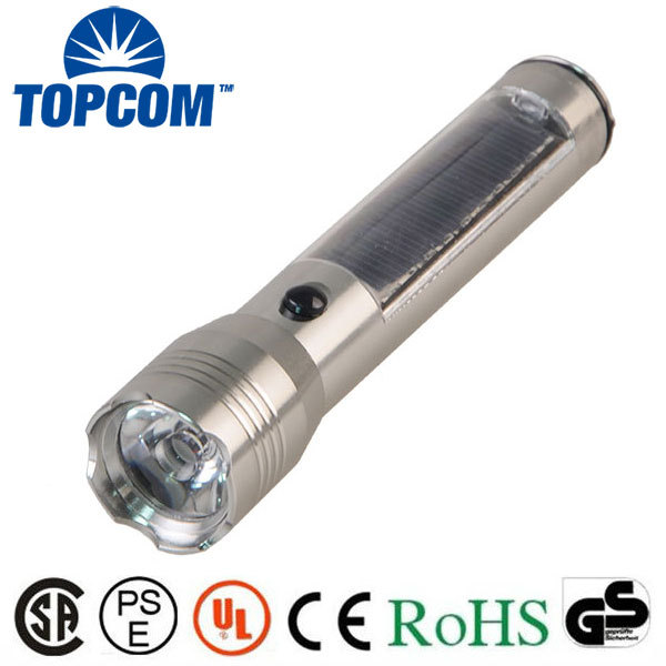 Aluminum 3W Ultra Bright Rechargeable LED Solar Torch