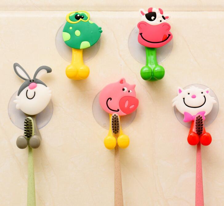 Cartoon toothbrush holder Plastic Tooth brush holder with Suction Bathroom Accessories