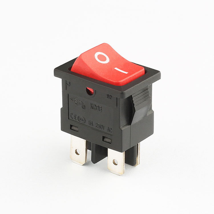 KCD6 6A 250V AC black red on off rocker switch