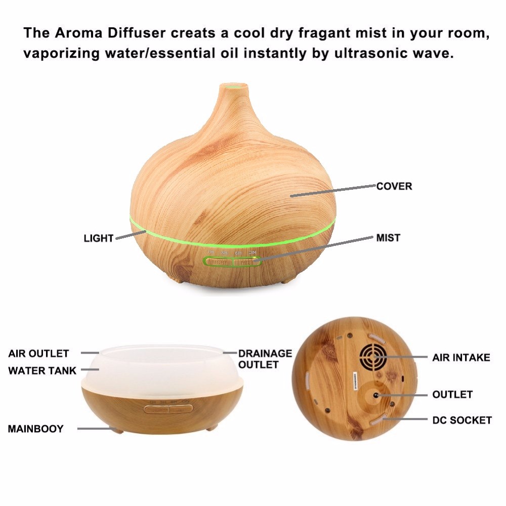 High Quality Electrostatic & Electrical Power Source Aroma Wooden Grain Diffuser Necklace with Air Conditioning Humidifier