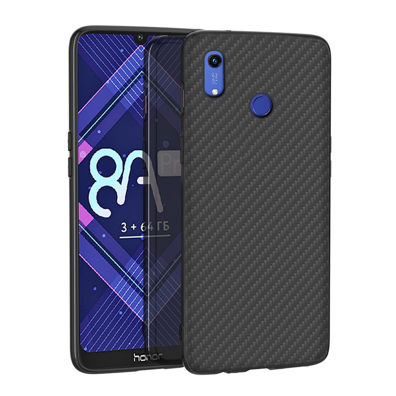 Matte Finish Carbon Fiber Textured Light Thin Shock Absorbing Bumper Skin hard case for Huawei 8A Pro
