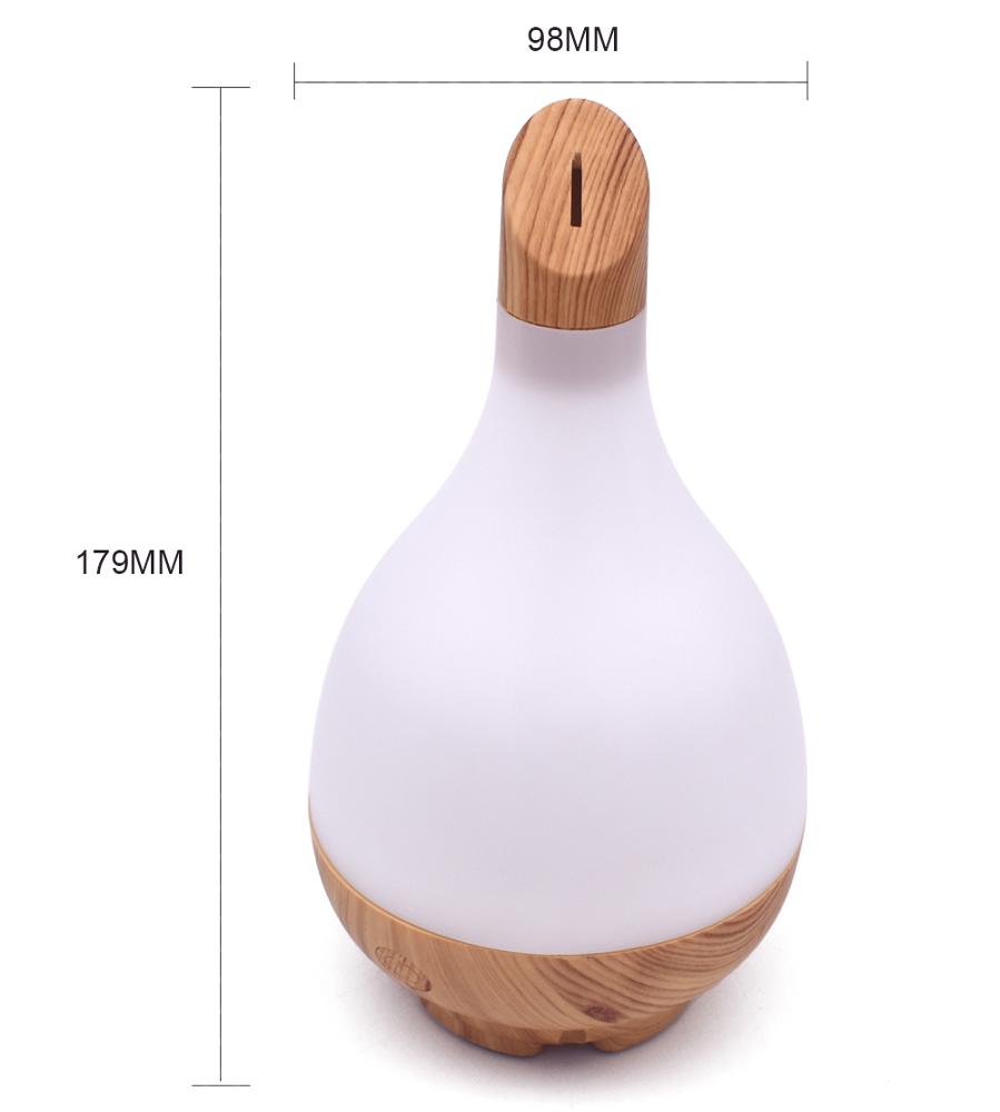 Mini Vase Wood Grain USB Wireless Aroma Diffuer ,100ml Big Mist Cool Water Humidifier