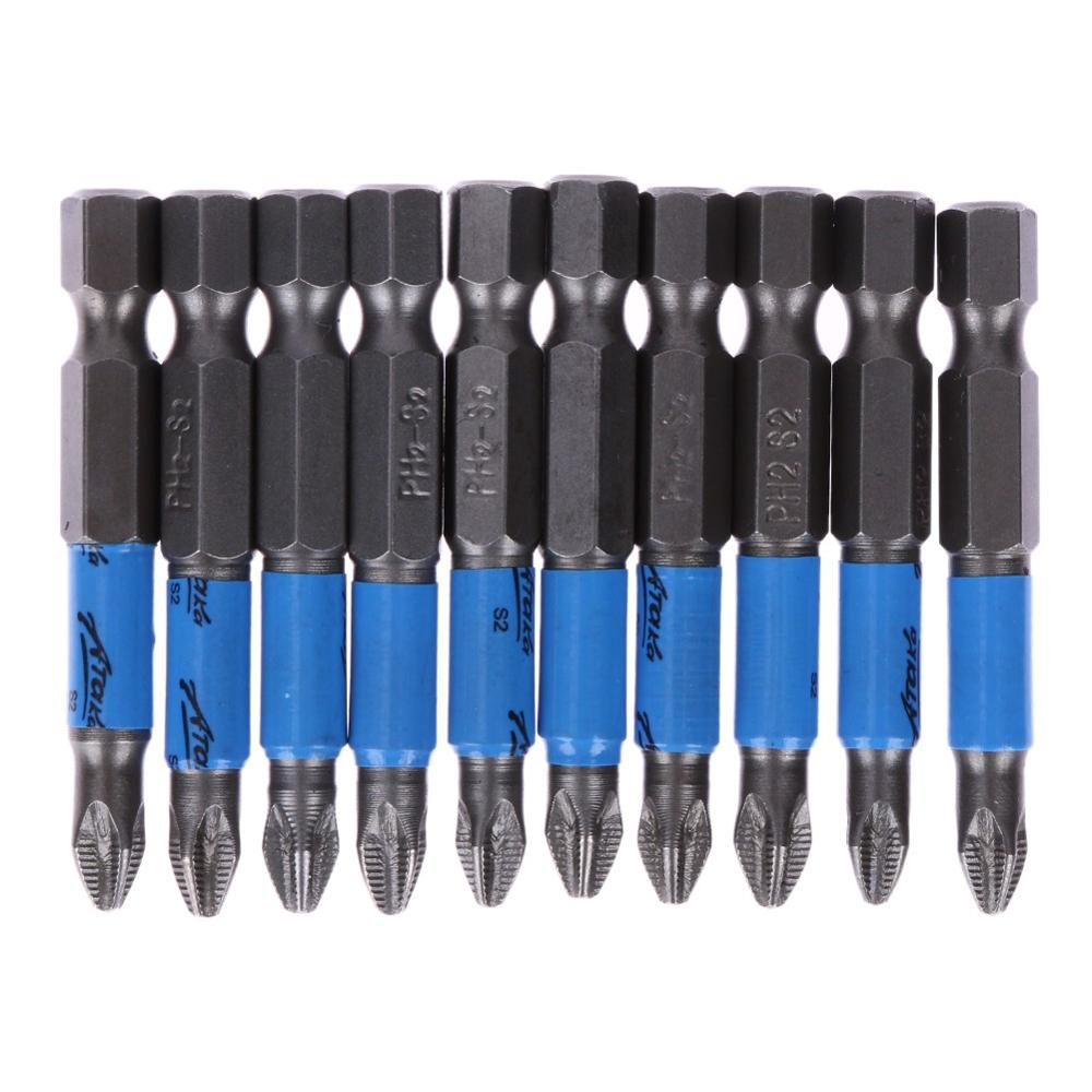 1/4 PH2 Hex Magnetic Electric Screwdriver Bits Length 50mm Single Side Non Anti Slip Long Reach Screw Driver Bit