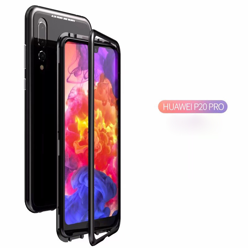 New Arrival Metal frame 6D glass flip cover drop  Magnetic phone case For Huawei P20 Pro bumper case